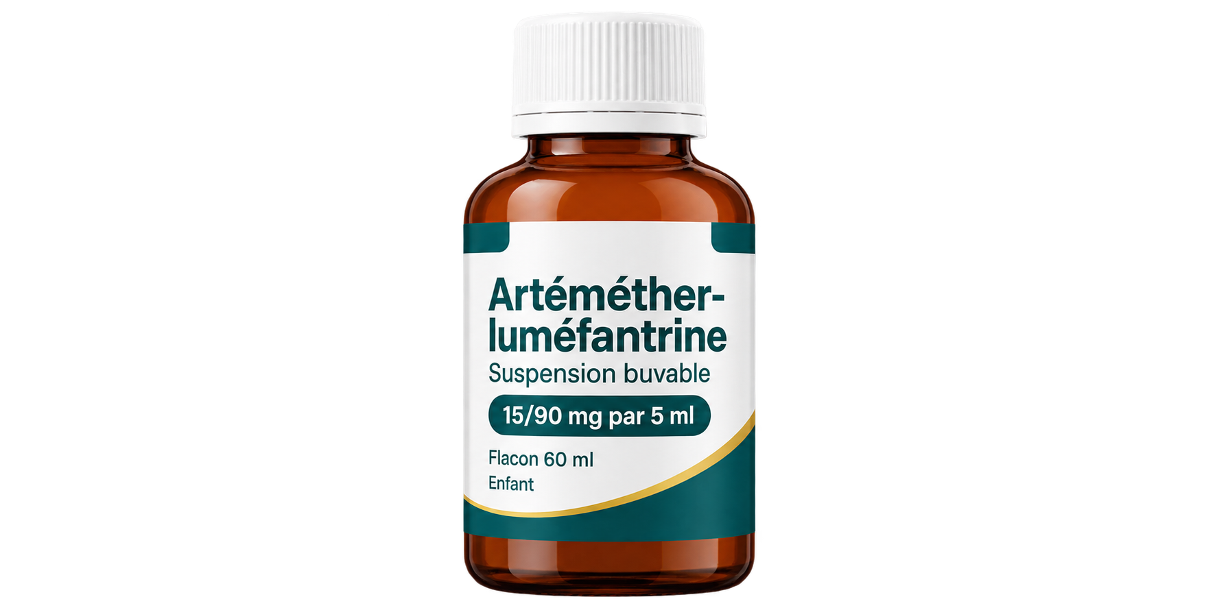Artéméther-luméfantrine — Suspension buvable 15/90 mg par 5 ml · flacon 60 ml